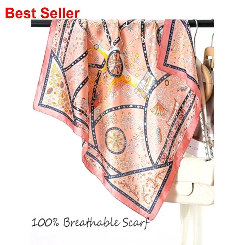 Silky Polyester Scarf for Women Lightweight Satin Head Wrap